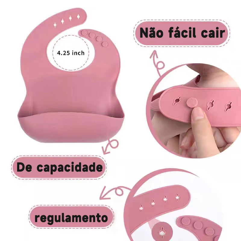 Conjunto de Alimentação para Bebês 6 Peças em Silicone – Perfeito para o Desmame e Treinamento Alimentar a partir de 6 Meses.