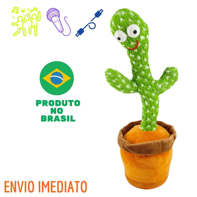 Cacto Dançante e Falante Interativo Recarregável - Brinquedo Divertido com Voz, Música, Dança e Luzes!