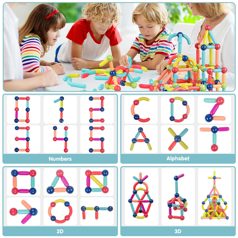 Conjunto Magnético de Blocos e Esferas - Brinquedo Educativo Montessori para Crianças!