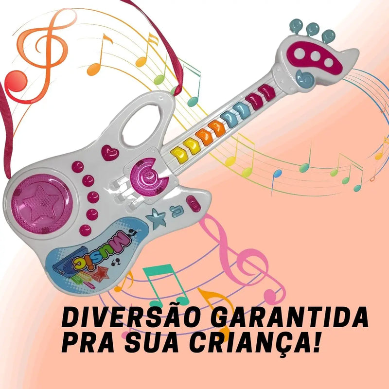 Guitarra Musical Infantil com Teclas - Brinquedo 2 em 1! Promoção!