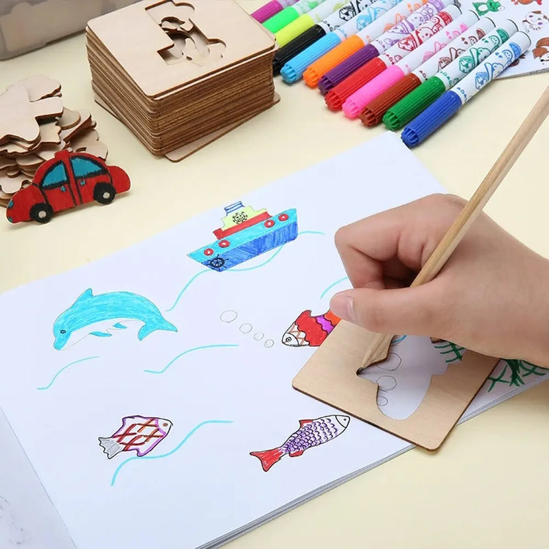 Montessori Kids Estênceis em Madeira Para Desenhos - Aprenda a Desenhar!