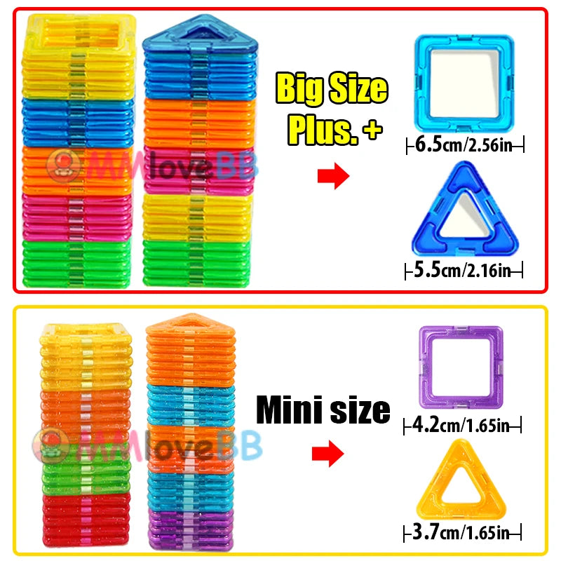 Blocos de construção magnéticos tamanho grande e mini tamanho - brinquedos para crianças!