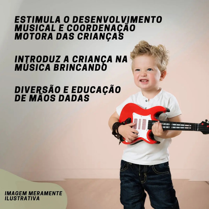 Guitarra Musical Infantil com Teclas - Brinquedo 2 em 1! Promoção!