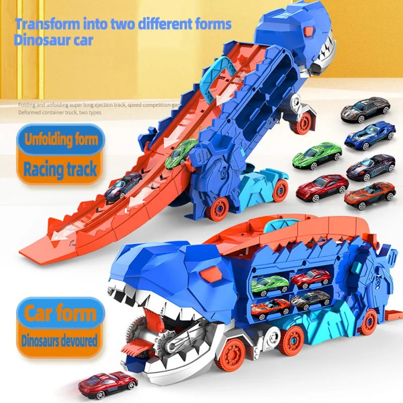 New product folding dinosaur Transporter Car Toys competitive game roll to eat & store die-cast cars