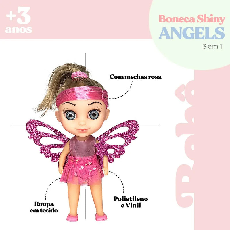 Boneca Shiny Angels 3 em 1 Sereia Fada e Bailarina! Promoção Dia Das Crianças!