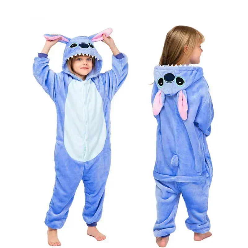 Pijama Infantil de Pelúcia Disney Lilo & Stitch - Aconchegante para Meninos e Meninas | Roupa de Inverno Quentinha e Presente de Natal